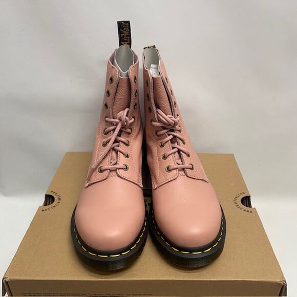 Dr Marten Doc Marten 1460 Pascal Boots Peach Beige Sz 10 Womens Virginia - Picture 2 of 5